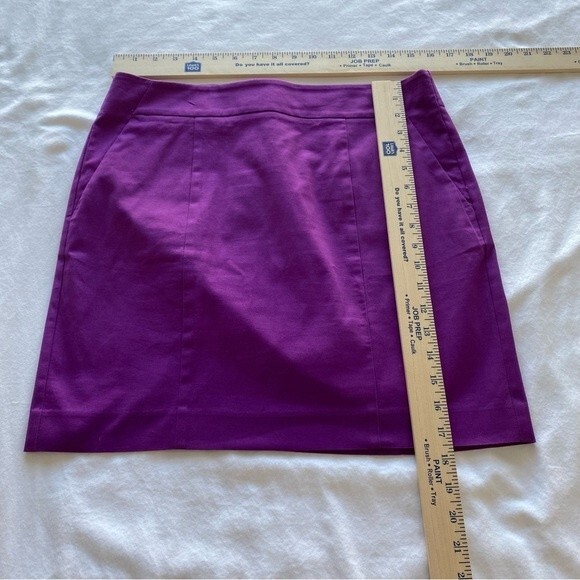 Ann Taylor Madison Purple Mini Skirt Cotton Spandex Pockets Front Back Size 6 - Picture 9 of 10